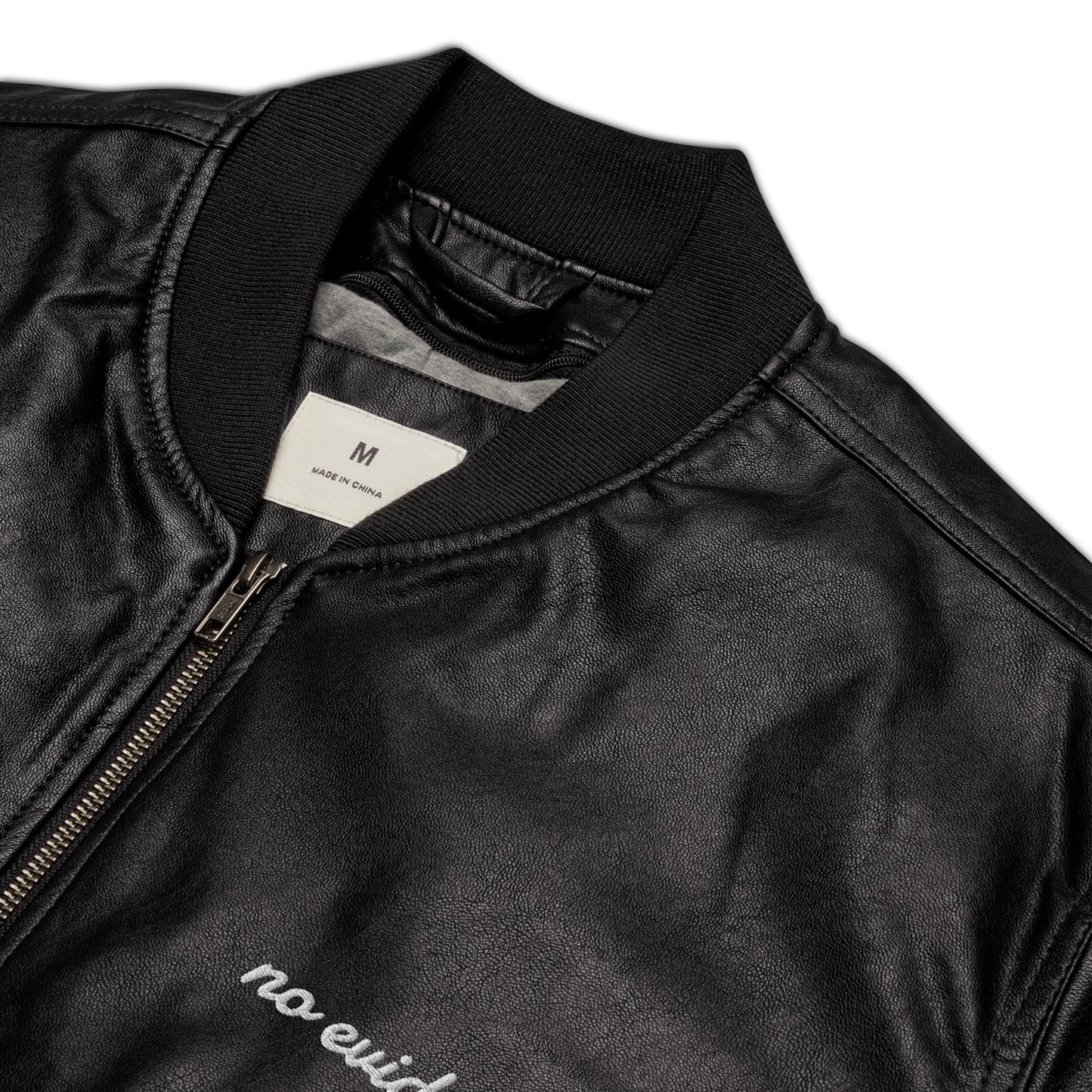 Leather Bomber Jacket embroidered